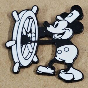 Mickey Mouse Enamel Pin, Steamboat Willie, Vintage Style,Black White Collectible